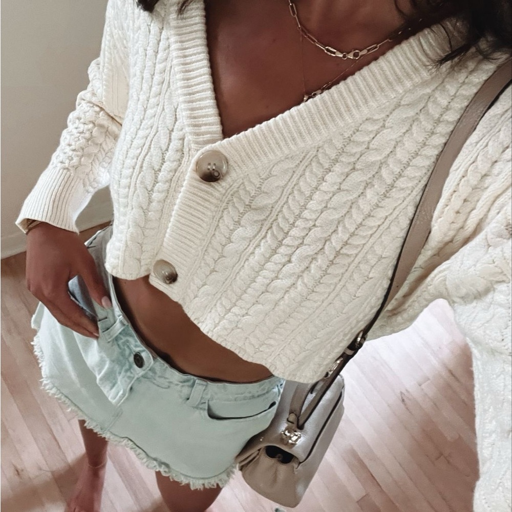 Rumored Cream Cable Knit Cardigan